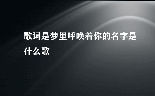 歌词是梦里呼唤着你的名字是什么歌