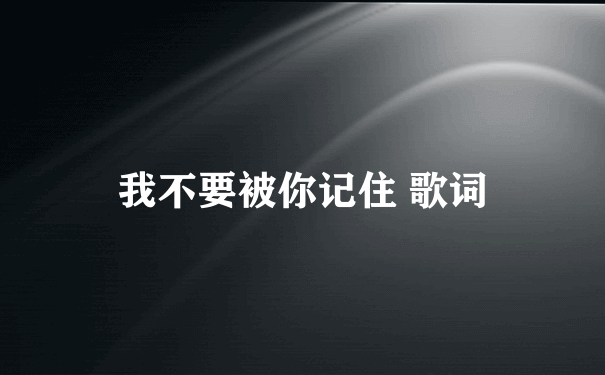 我不要被你记住 歌词