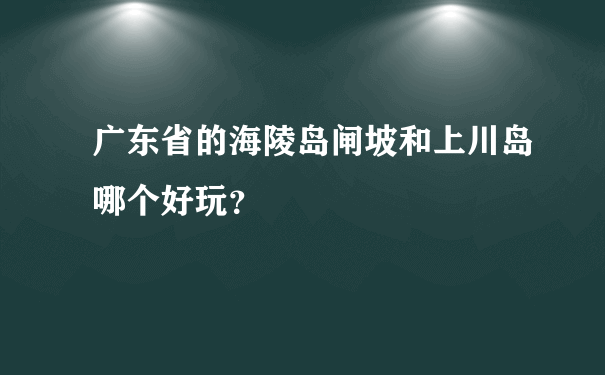 广东省的海陵岛闸坡和上川岛哪个好玩？