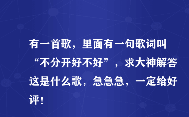 有一首歌，里面有一句歌词叫“不分开好不好”，求大神解答这是什么歌，急急急，一定给好评！