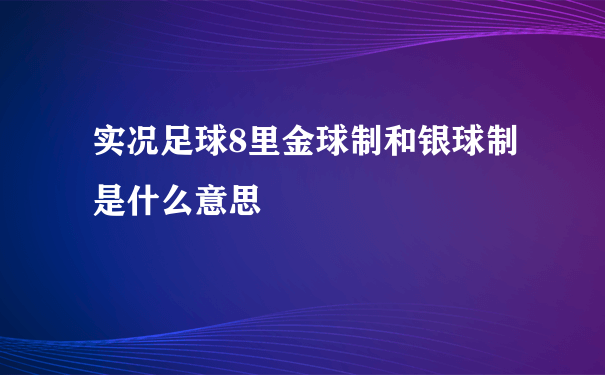 实况足球8里金球制和银球制是什么意思