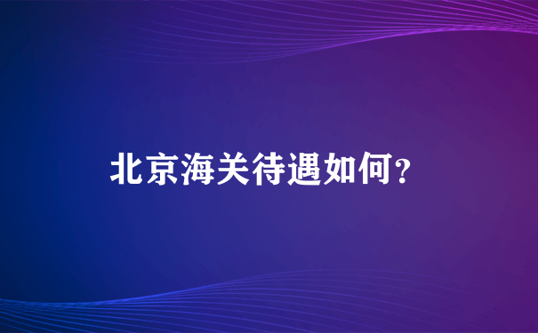 北京海关待遇如何？