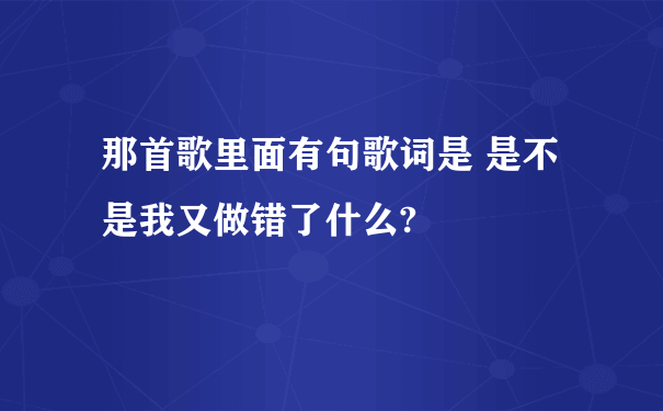 那首歌里面有句歌词是 是不是我又做错了什么?