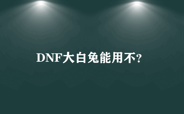 DNF大白兔能用不？