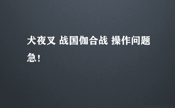 犬夜叉 战国伽合战 操作问题 急！