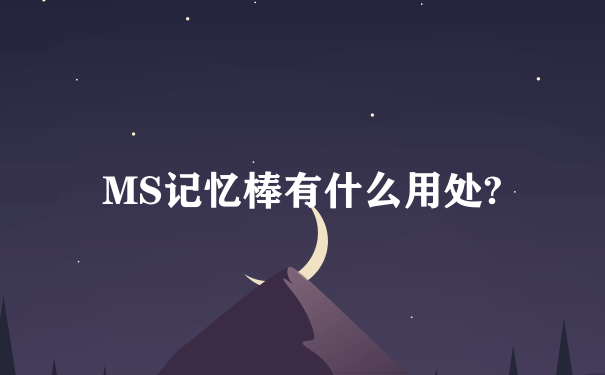 MS记忆棒有什么用处?