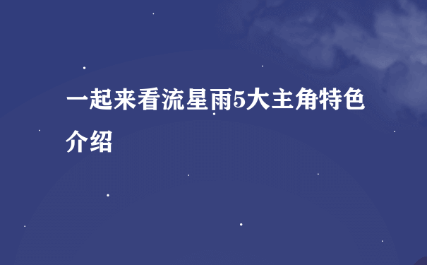 一起来看流星雨5大主角特色介绍