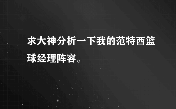 求大神分析一下我的范特西篮球经理阵容。