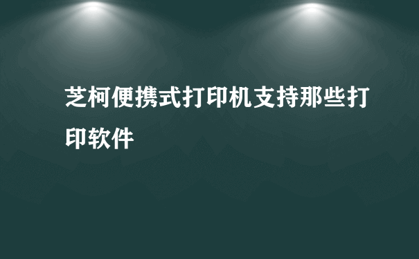 芝柯便携式打印机支持那些打印软件