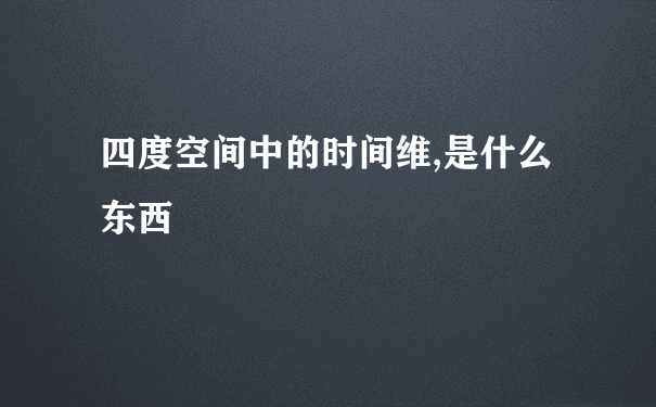 四度空间中的时间维,是什么东西