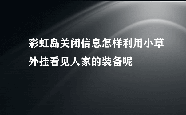 彩虹岛关闭信息怎样利用小草外挂看见人家的装备呢