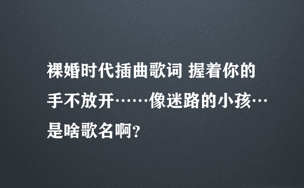 裸婚时代插曲歌词 握着你的手不放开……像迷路的小孩… 是啥歌名啊？