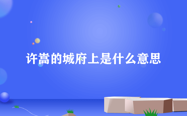 许嵩的城府上是什么意思