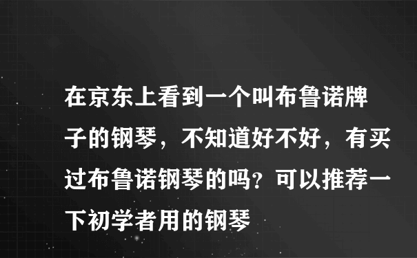 在京东上看到一个叫布鲁诺牌子的钢琴，不知道好不好，有买过布鲁诺钢琴的吗？可以推荐一下初学者用的钢琴