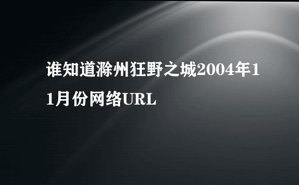 谁知道滁州狂野之城2004年11月份网络URL