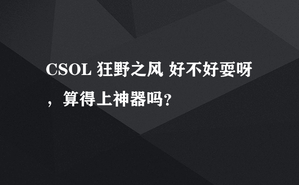 CSOL 狂野之风 好不好耍呀，算得上神器吗？