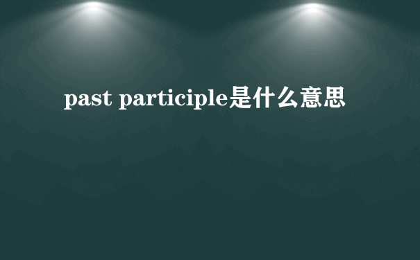 past participle是什么意思