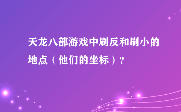 天龙八部游戏中刷反和刷小的地点（他们的坐标）？