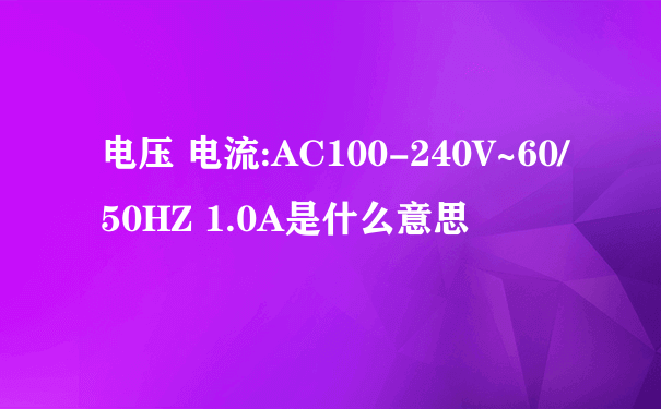 电压 电流:AC100-240V~60/50HZ 1.0A是什么意思