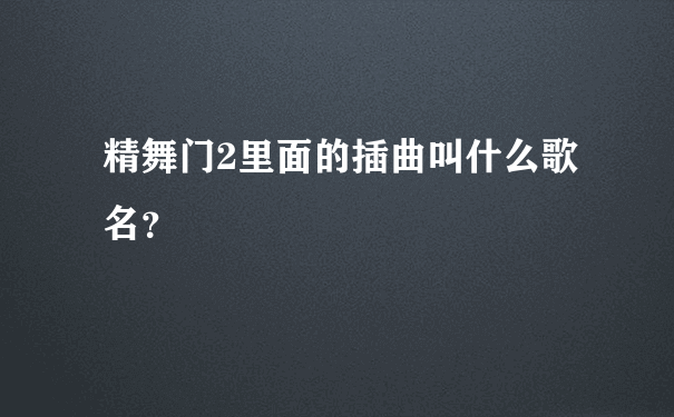 精舞门2里面的插曲叫什么歌名？