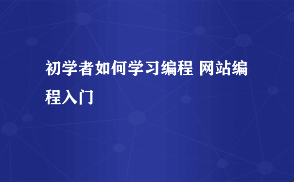 初学者如何学习编程 网站编程入门