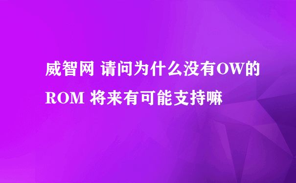 威智网 请问为什么没有OW的ROM 将来有可能支持嘛