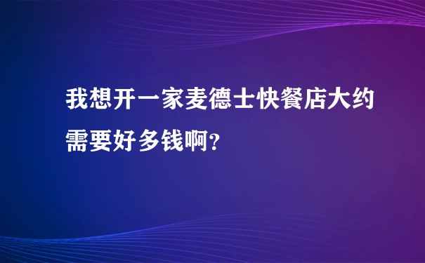 我想开一家麦德士快餐店大约需要好多钱啊？