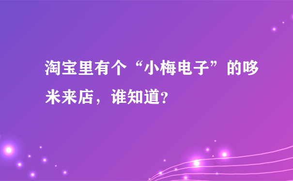 淘宝里有个“小梅电子”的哆米来店，谁知道？