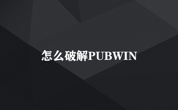 怎么破解PUBWIN