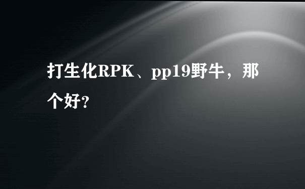 打生化RPK、pp19野牛，那个好？