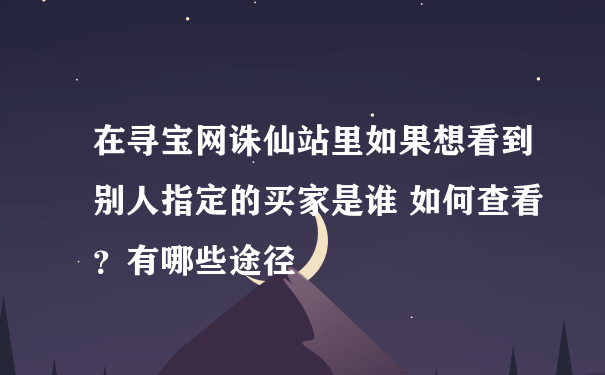 在寻宝网诛仙站里如果想看到别人指定的买家是谁 如何查看？有哪些途径