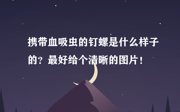 携带血吸虫的钉螺是什么样子的？最好给个清晰的图片！