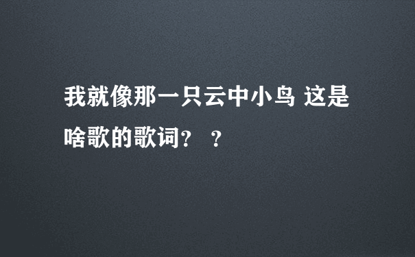 我就像那一只云中小鸟 这是啥歌的歌词？ ？