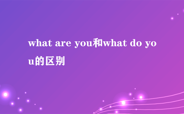 what are you和what do you的区别