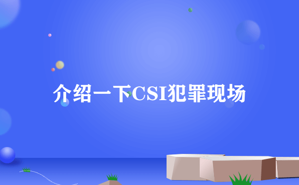 介绍一下CSI犯罪现场