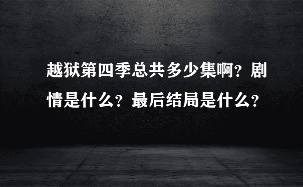 越狱第四季总共多少集啊？剧情是什么？最后结局是什么？