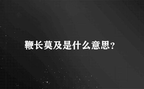 鞭长莫及是什么意思？