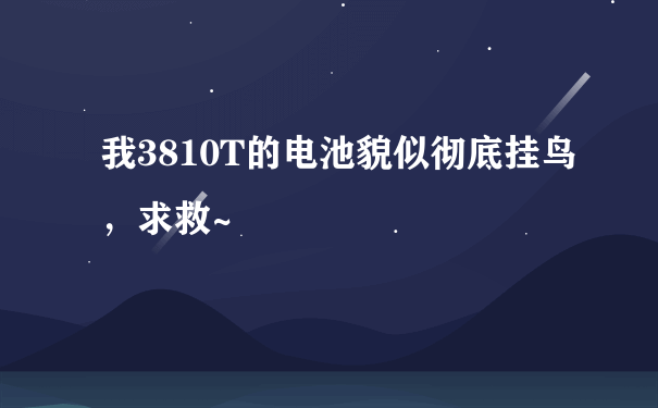 我3810T的电池貌似彻底挂鸟，求救~