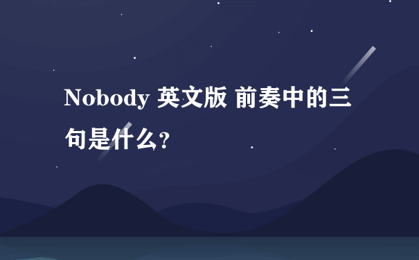 Nobody 英文版 前奏中的三句是什么？