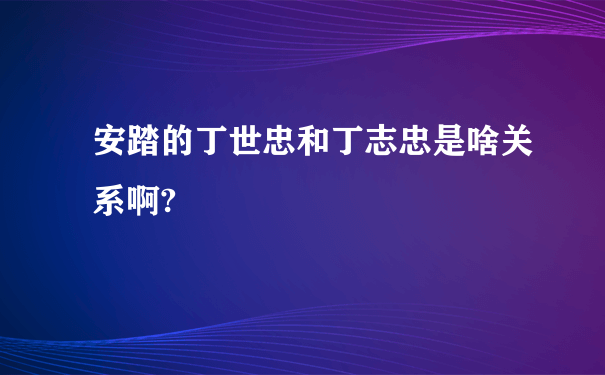 安踏的丁世忠和丁志忠是啥关系啊?