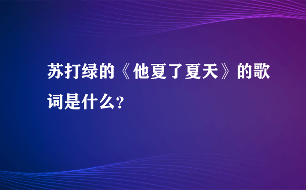 苏打绿的《他夏了夏天》的歌词是什么？