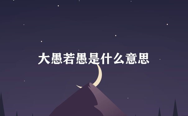 大愚若愚是什么意思