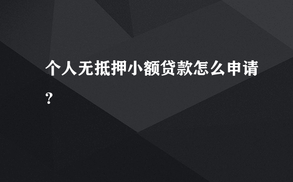 个人无抵押小额贷款怎么申请？