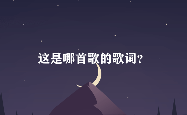 这是哪首歌的歌词？