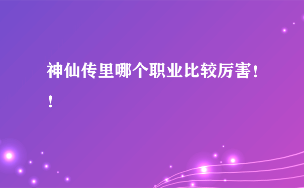 神仙传里哪个职业比较厉害！！