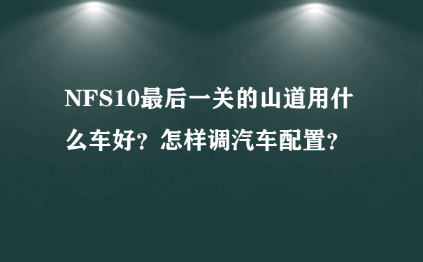 NFS10最后一关的山道用什么车好？怎样调汽车配置？