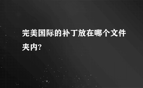 完美国际的补丁放在哪个文件夹内?