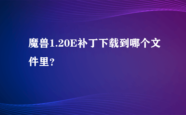 魔兽1.20E补丁下载到哪个文件里？