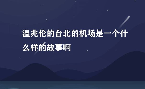 温兆伦的台北的机场是一个什么样的故事啊