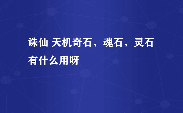 诛仙 天机奇石，魂石，灵石有什么用呀